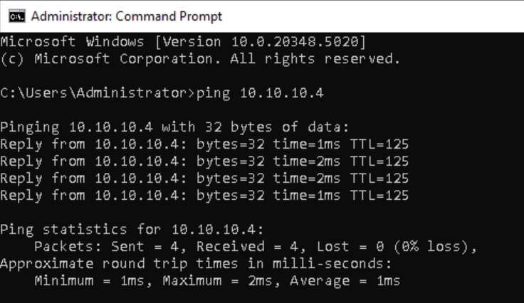 Ping from Windows operator to DC01 (10.10.10.4) in the Hack Smarter Labs DarkHaven range