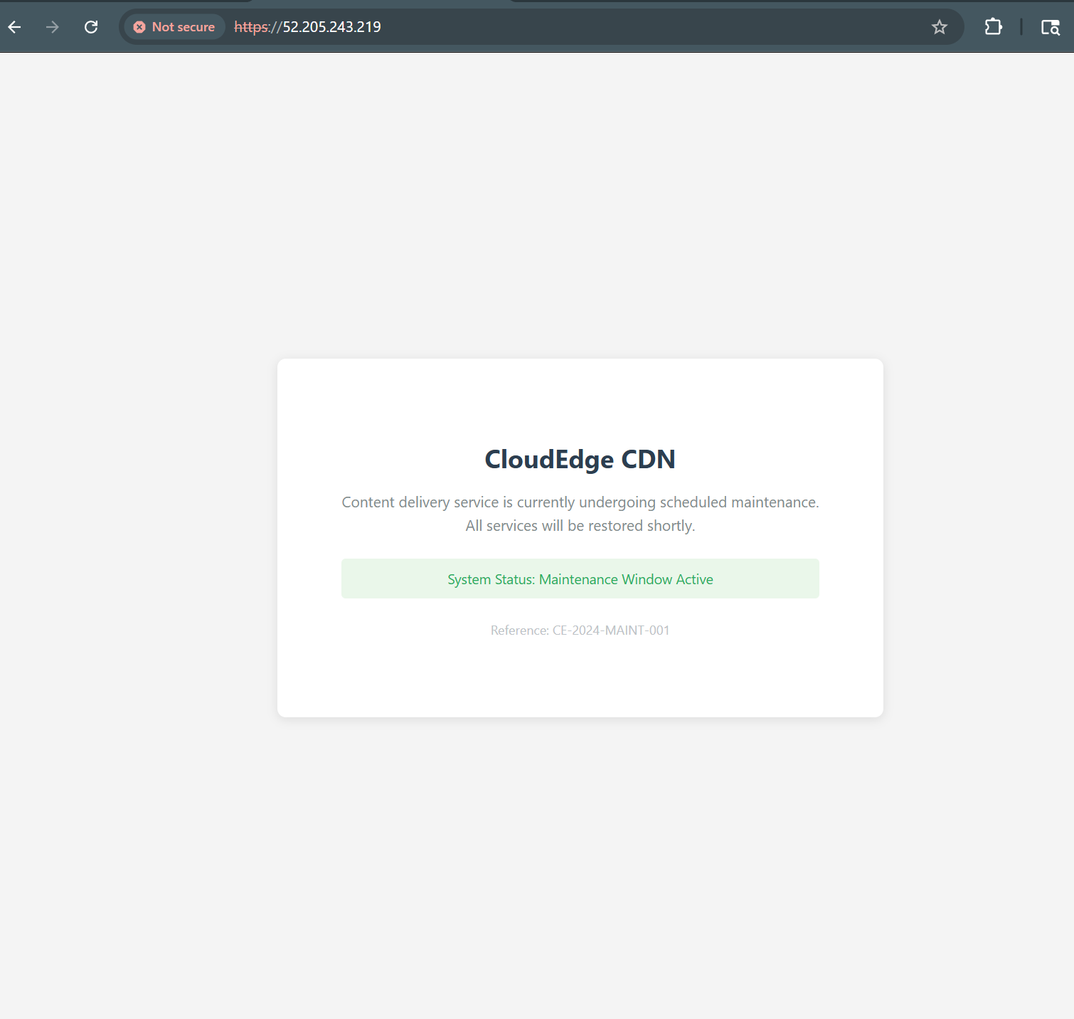 CloudEdge CDN decoy page served to unauthorized visitors