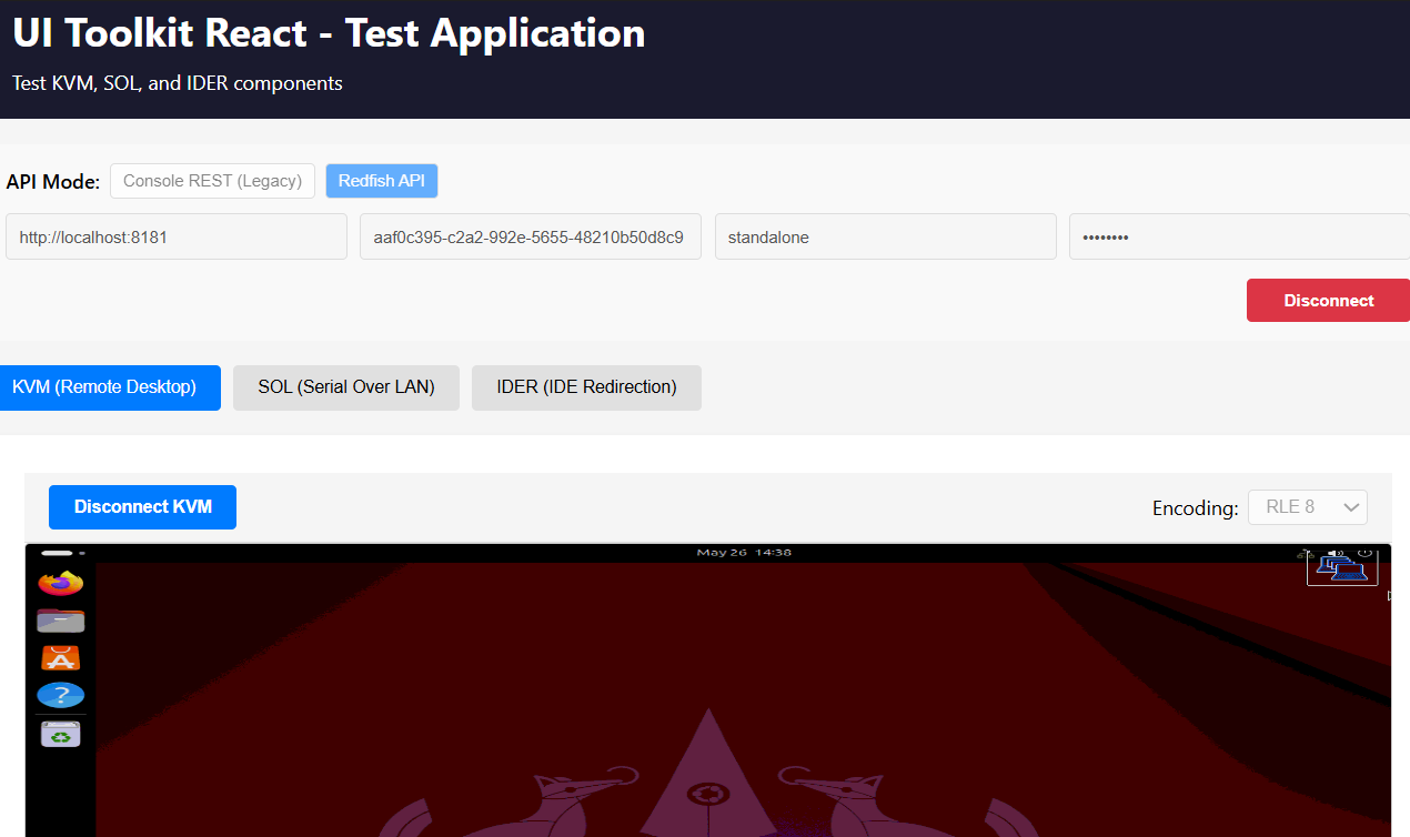 Figure 1: Redfish KVM and SOL in UI Toolkit React