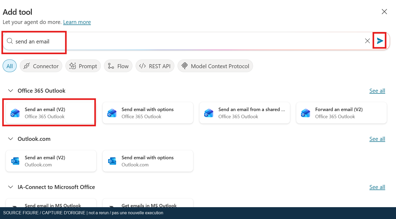 Original Outlook send-email connector selection