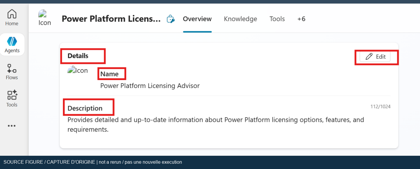 Original agent details configuration