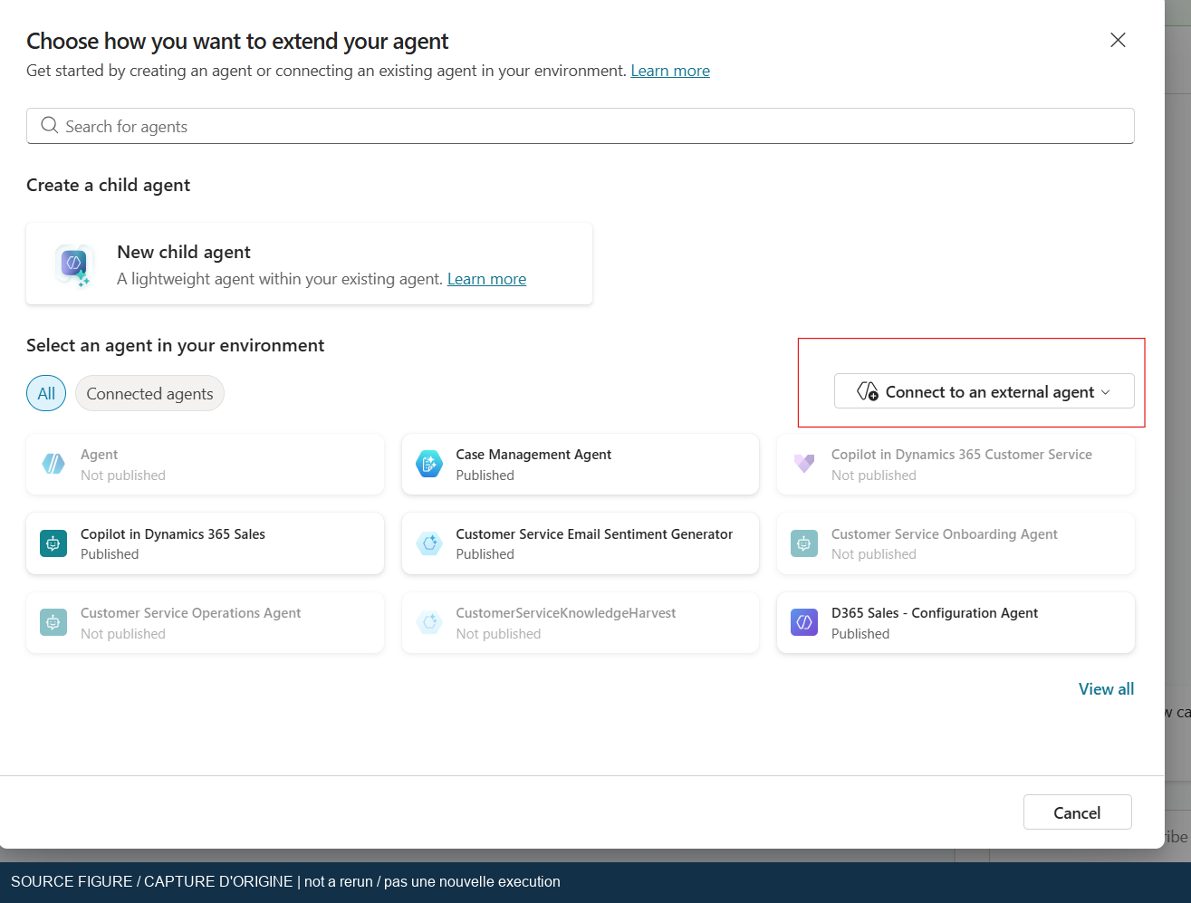 Redacted original setup screenshot showing external-agent connection choices