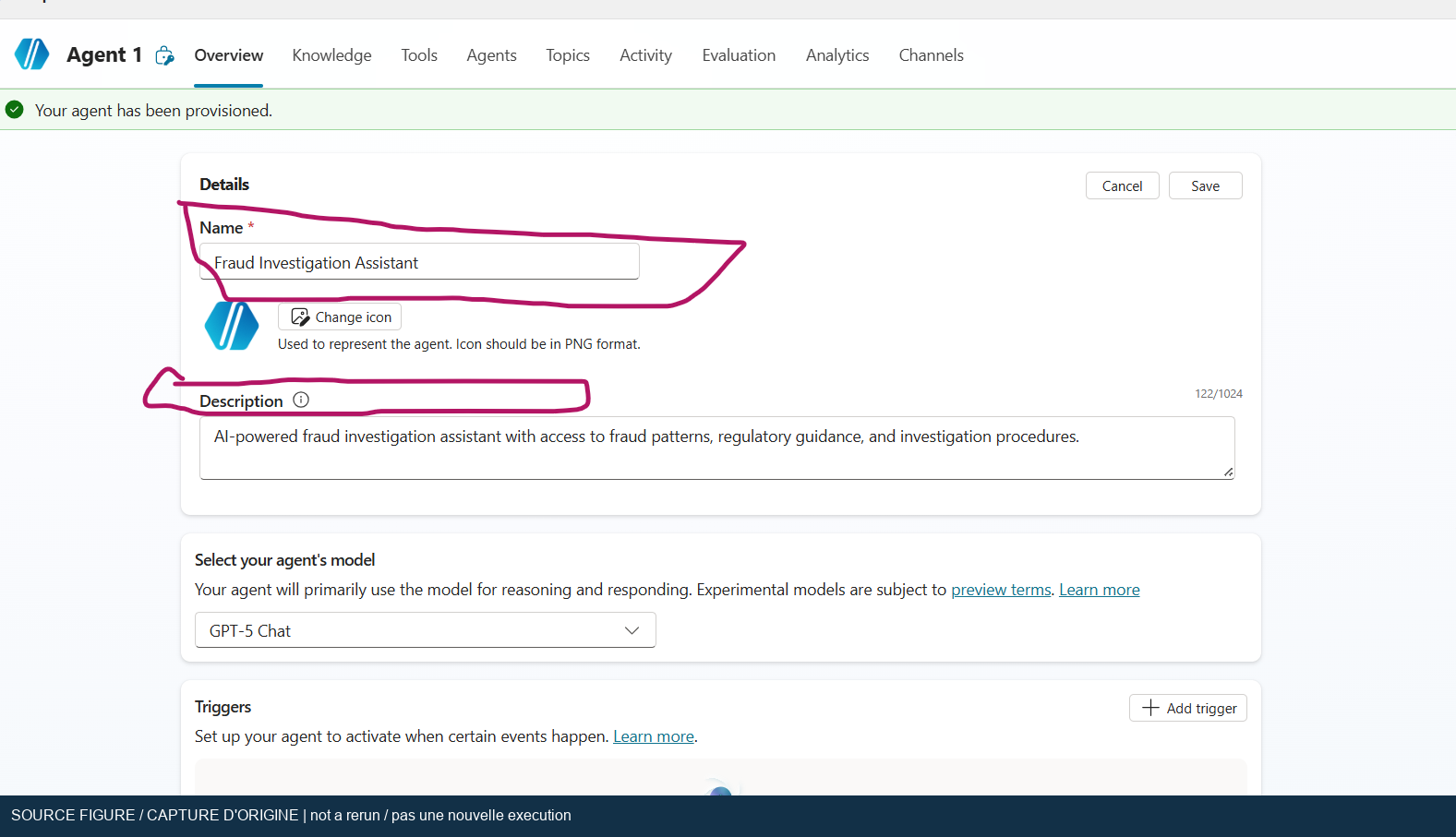 Redacted original setup screenshot showing agent details