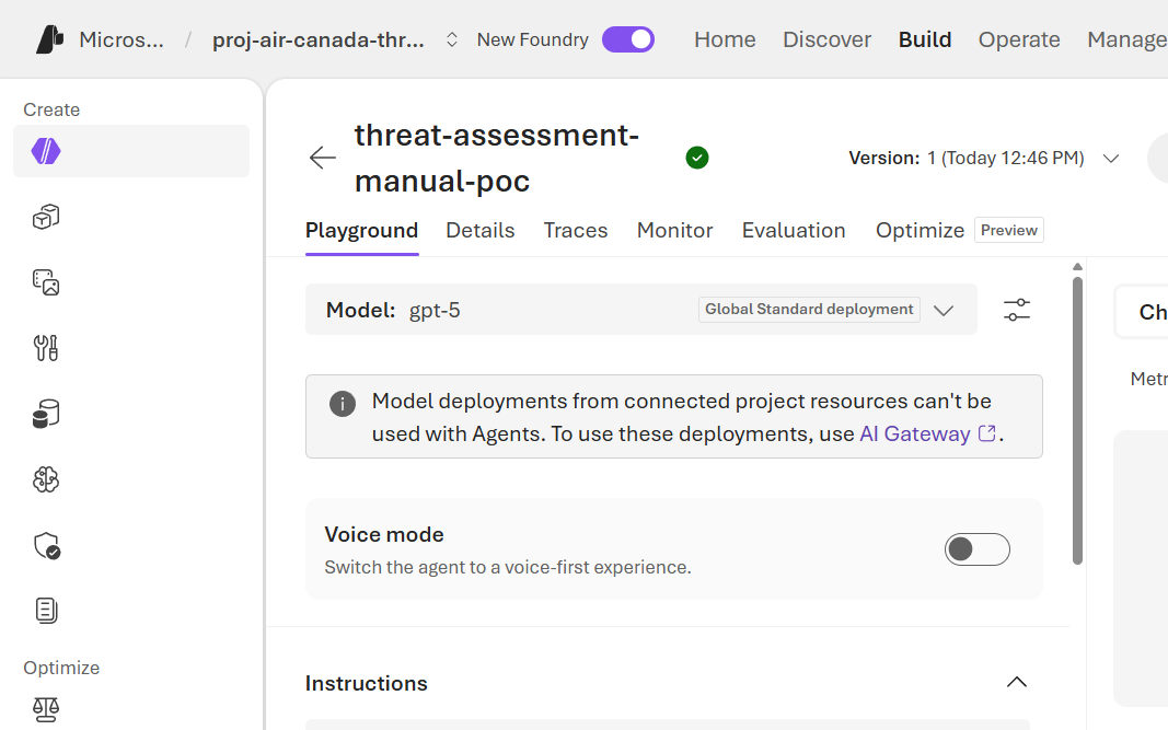 Manually-created agent, freshly provisioned