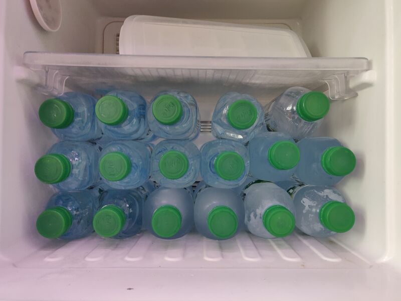Photo of frozen water bottles