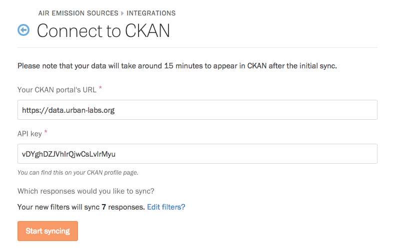 The Connect to CKAN
page.