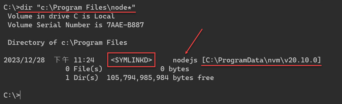 dir "c:\Program Files\node*"