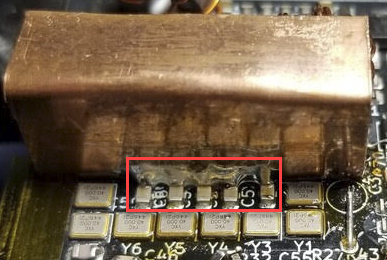 Shield soldered in place