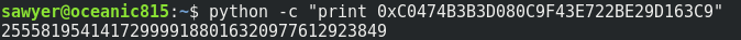 Python hex to decimal