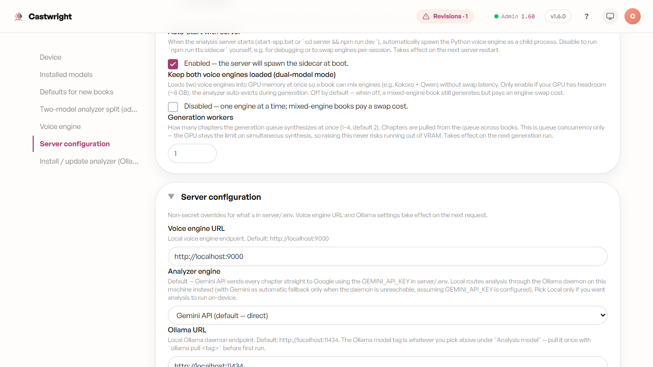Voice engine settings