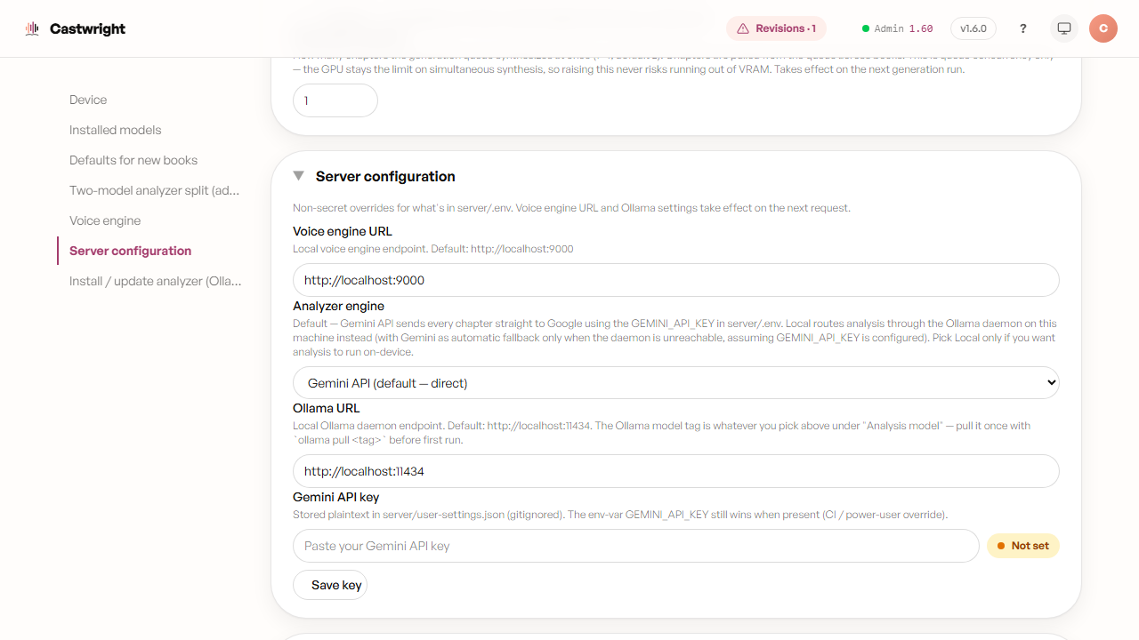 Server configuration