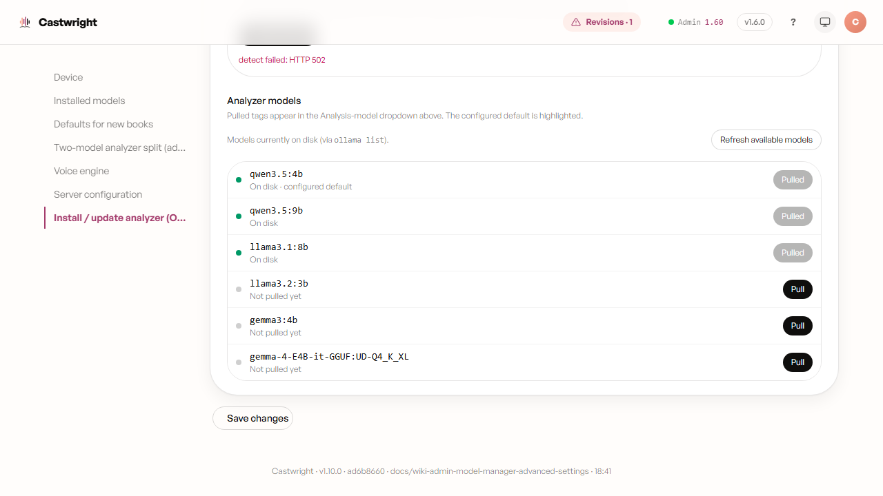 Install / update analyzer