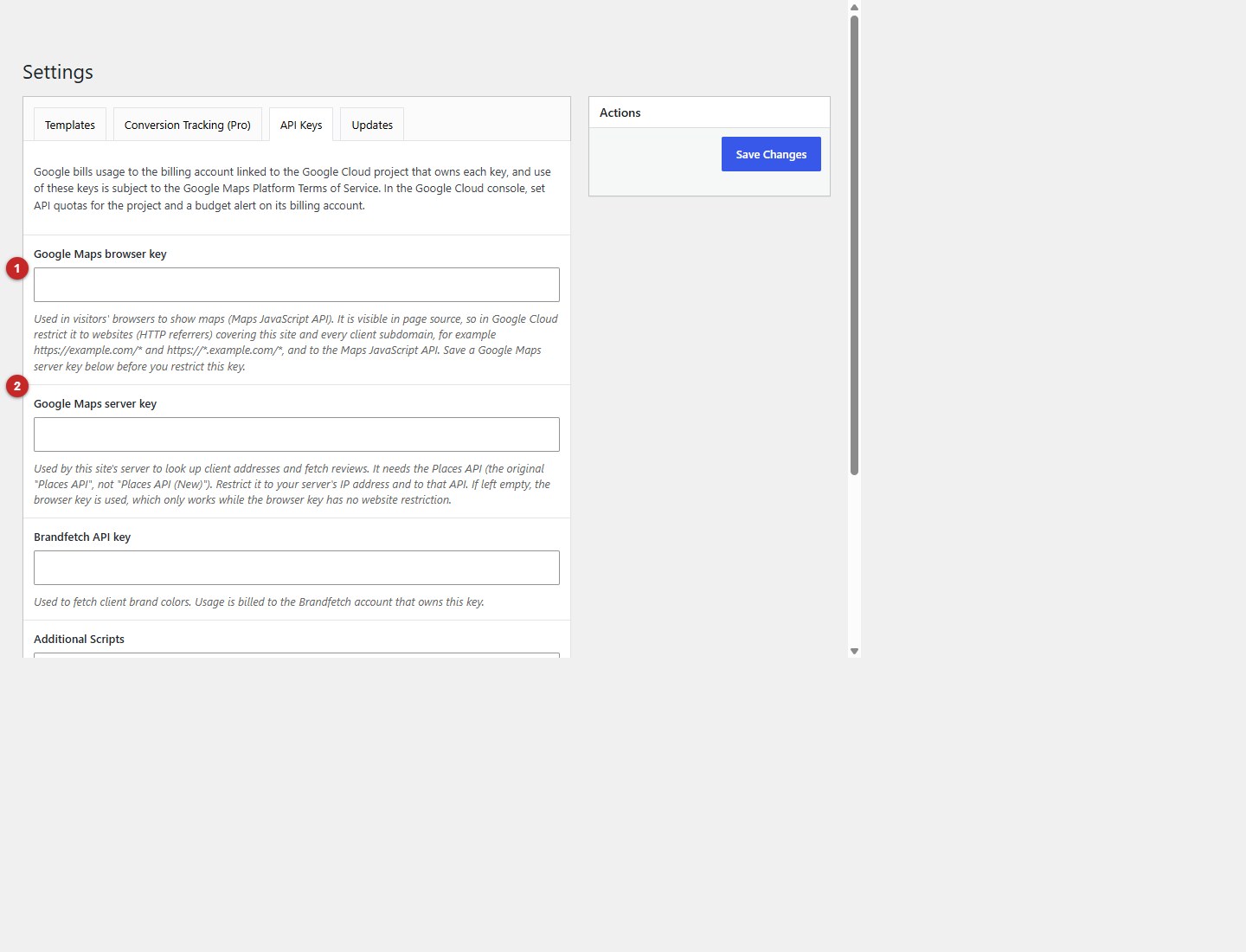 Settings: API Keys