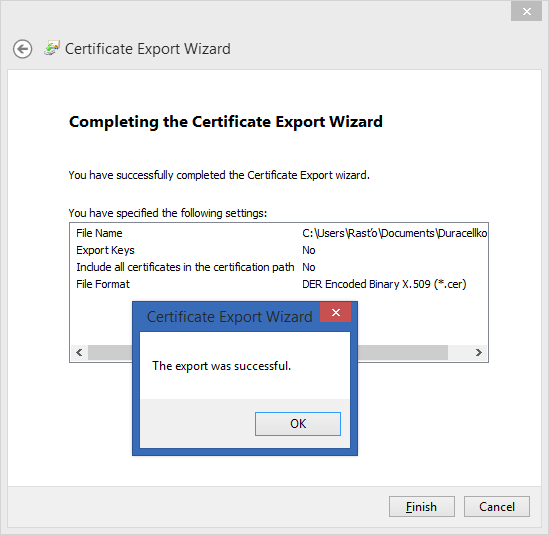 export public key finish