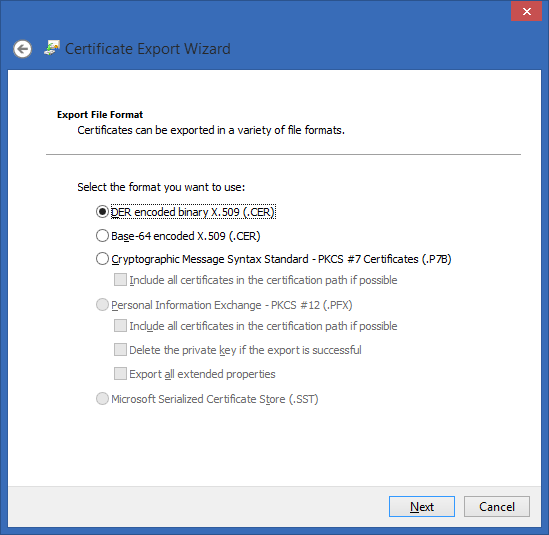 export public key format