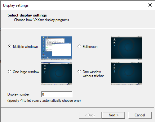 VcXsrv Display Settings