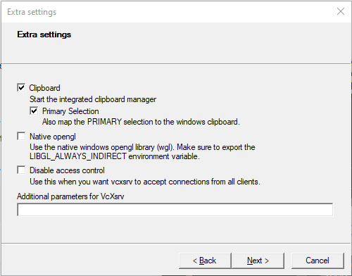 VcXsrv Extra Settings