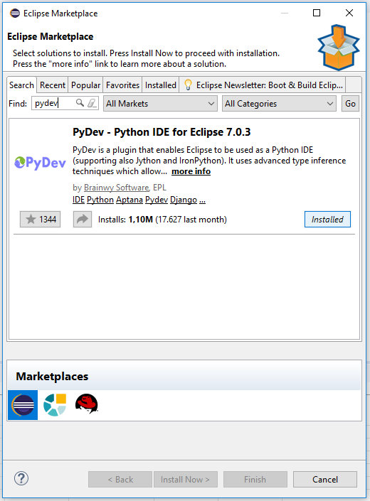 Eclipse Install PyDev