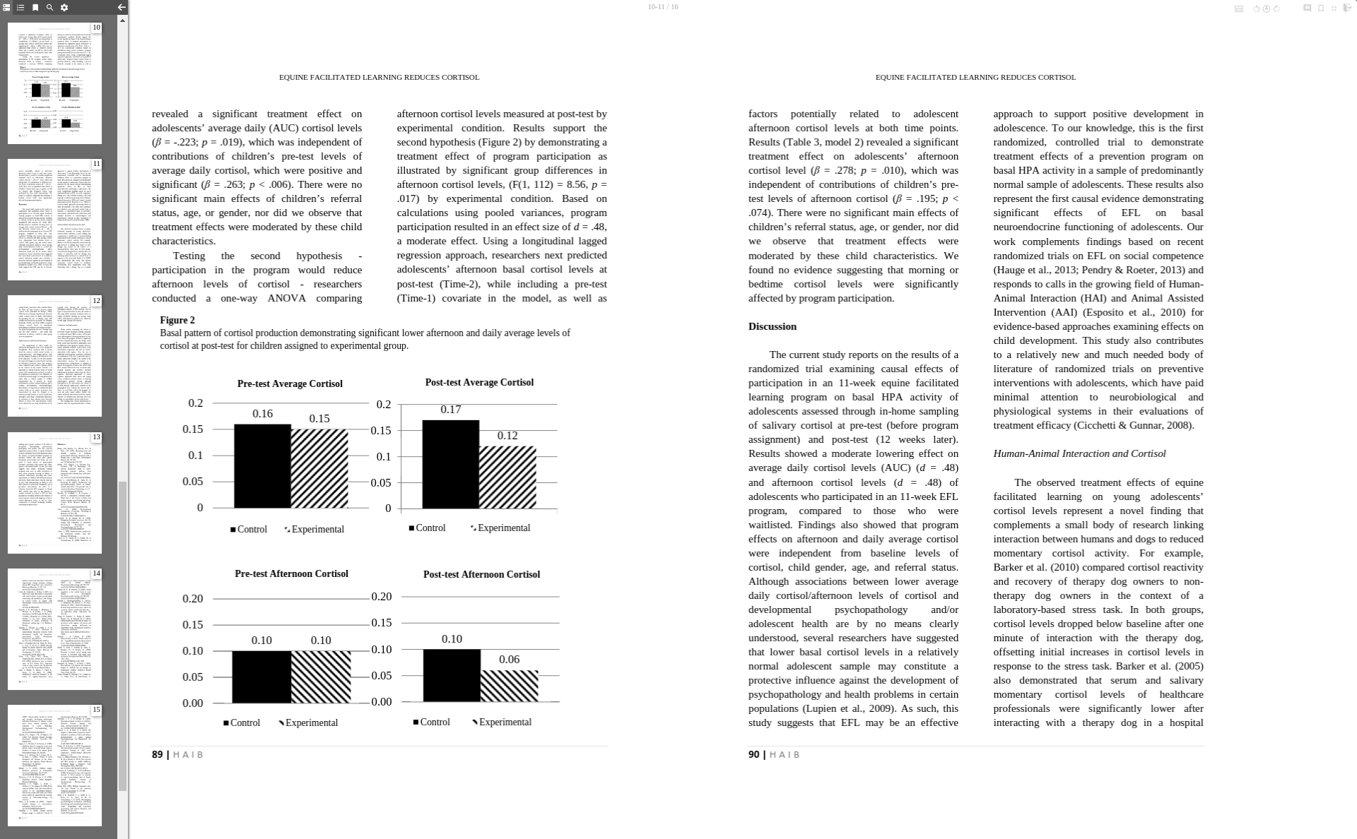 Reader showing PDF in spread mode, thumbnails in the sidebar