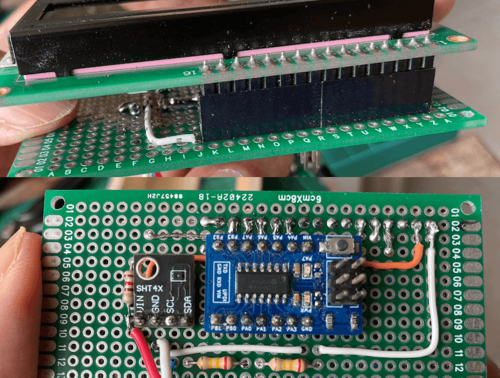 "main pcb mounted on the back of LCD1602"