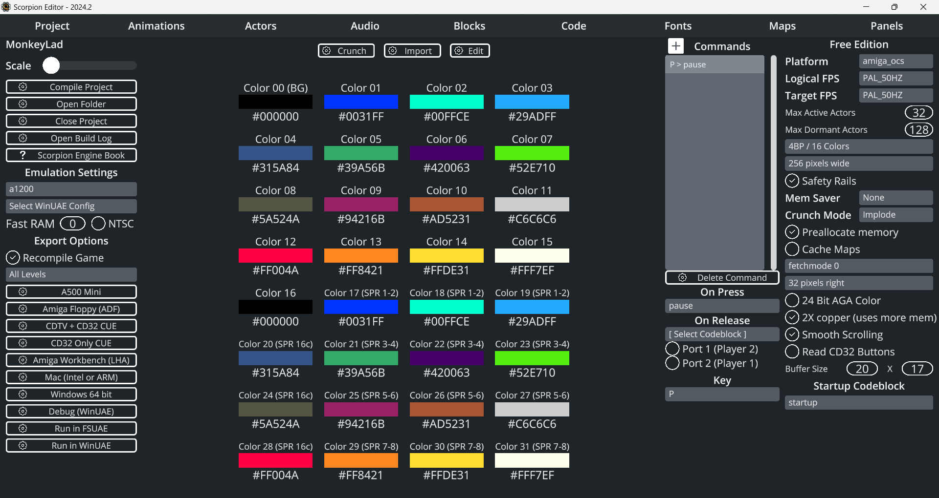 Scorpion Editor - Nouveau projet