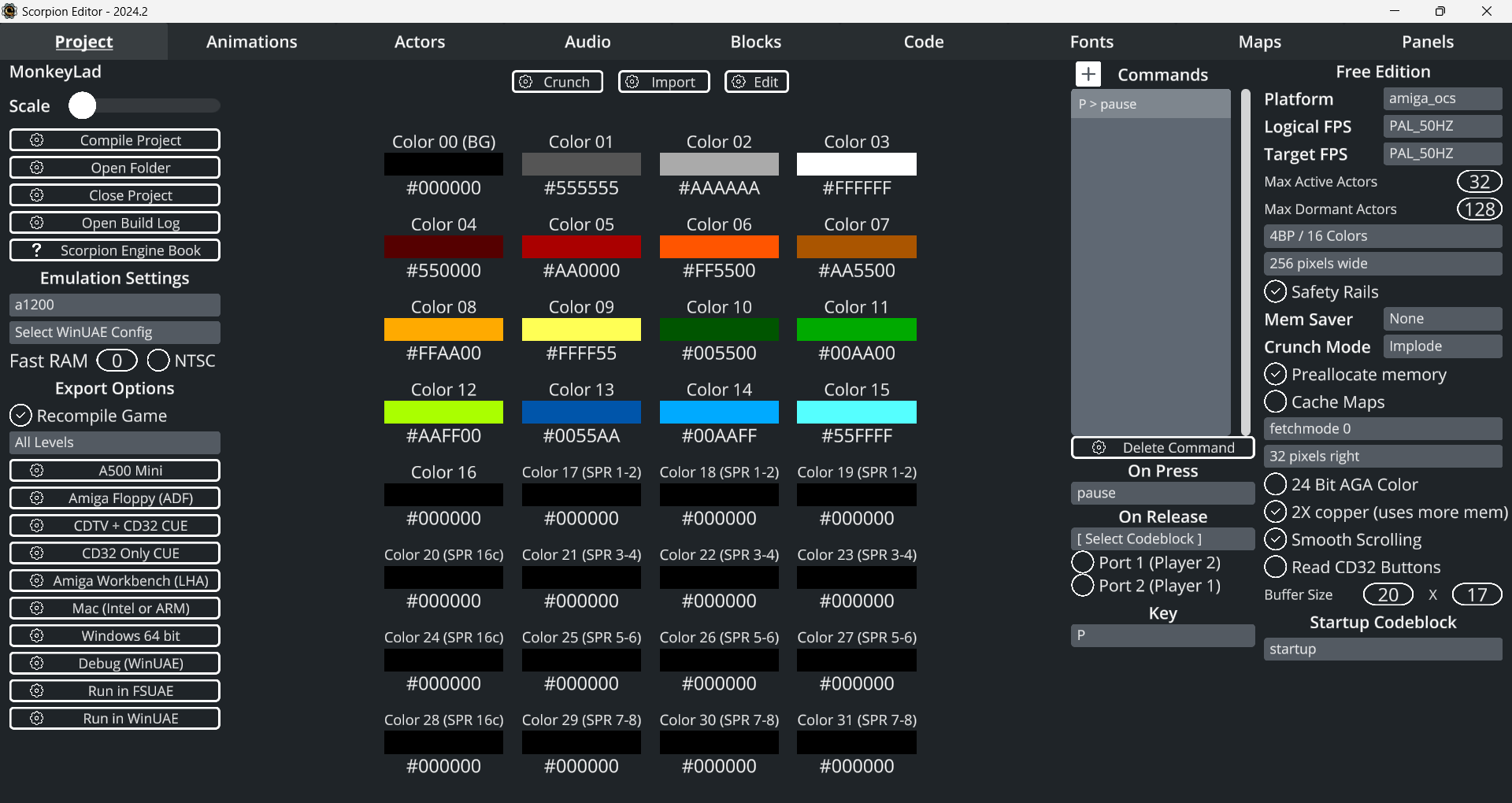 Nouvelle palette dans l'editeur