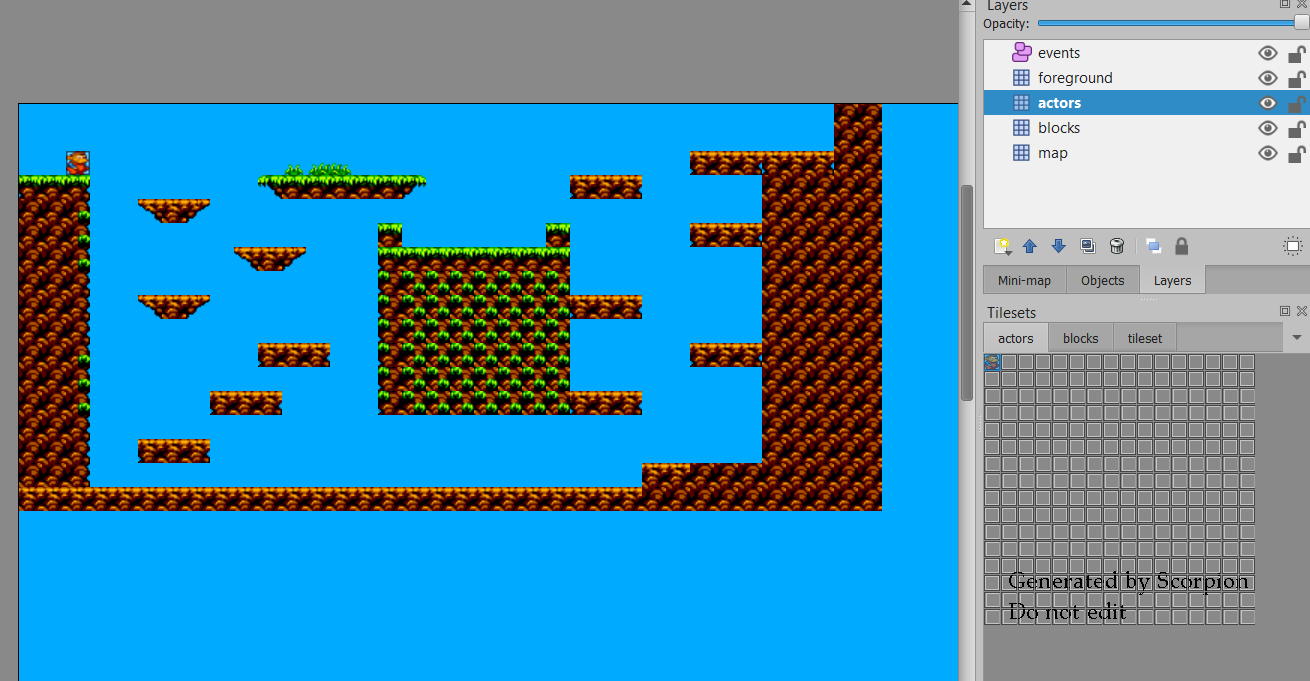Acteur place dans Tiled
