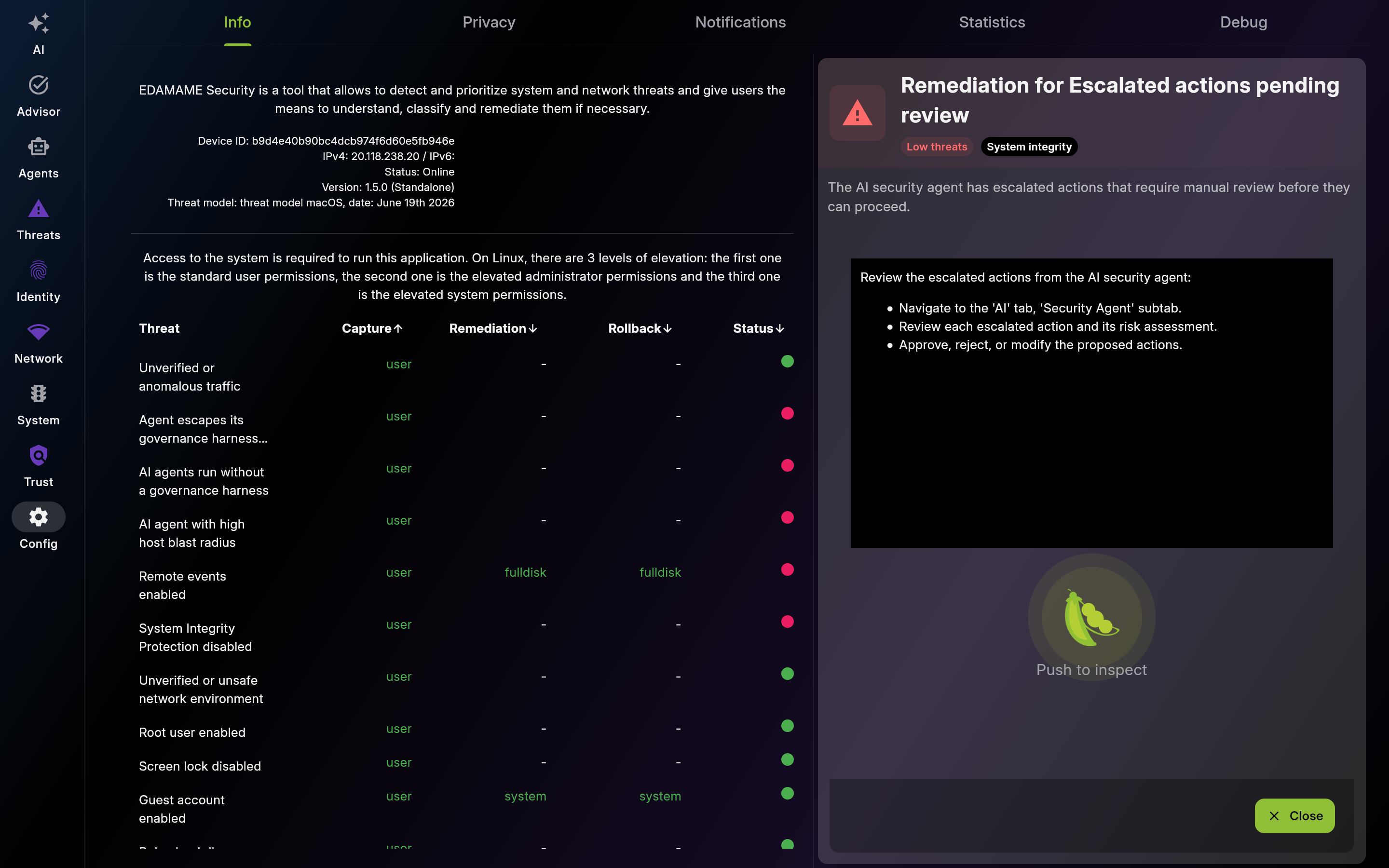 Info – App & System Status - Detail