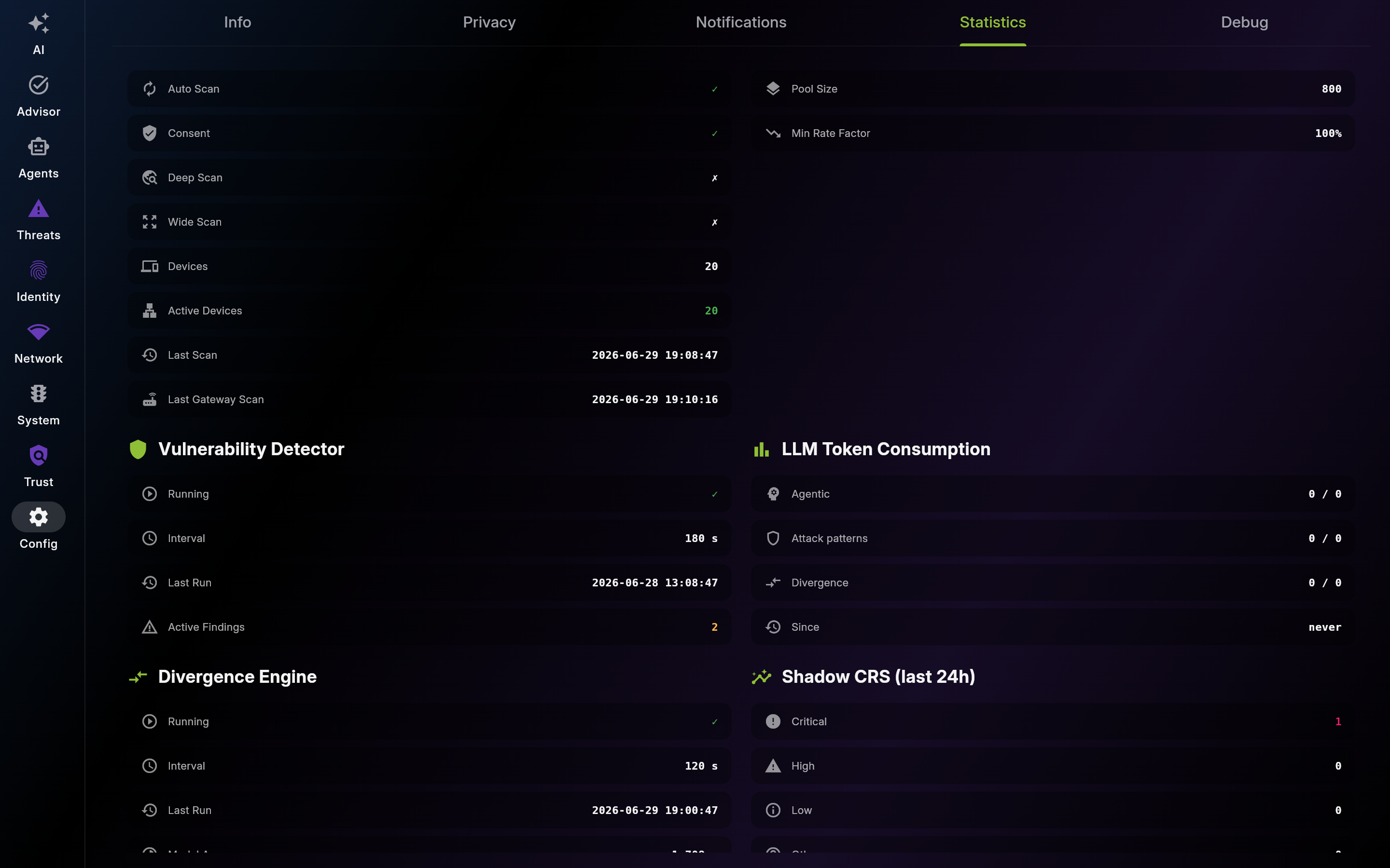 Statistics – Network, Files & Agentic Telemetry (Desktop) - part 3