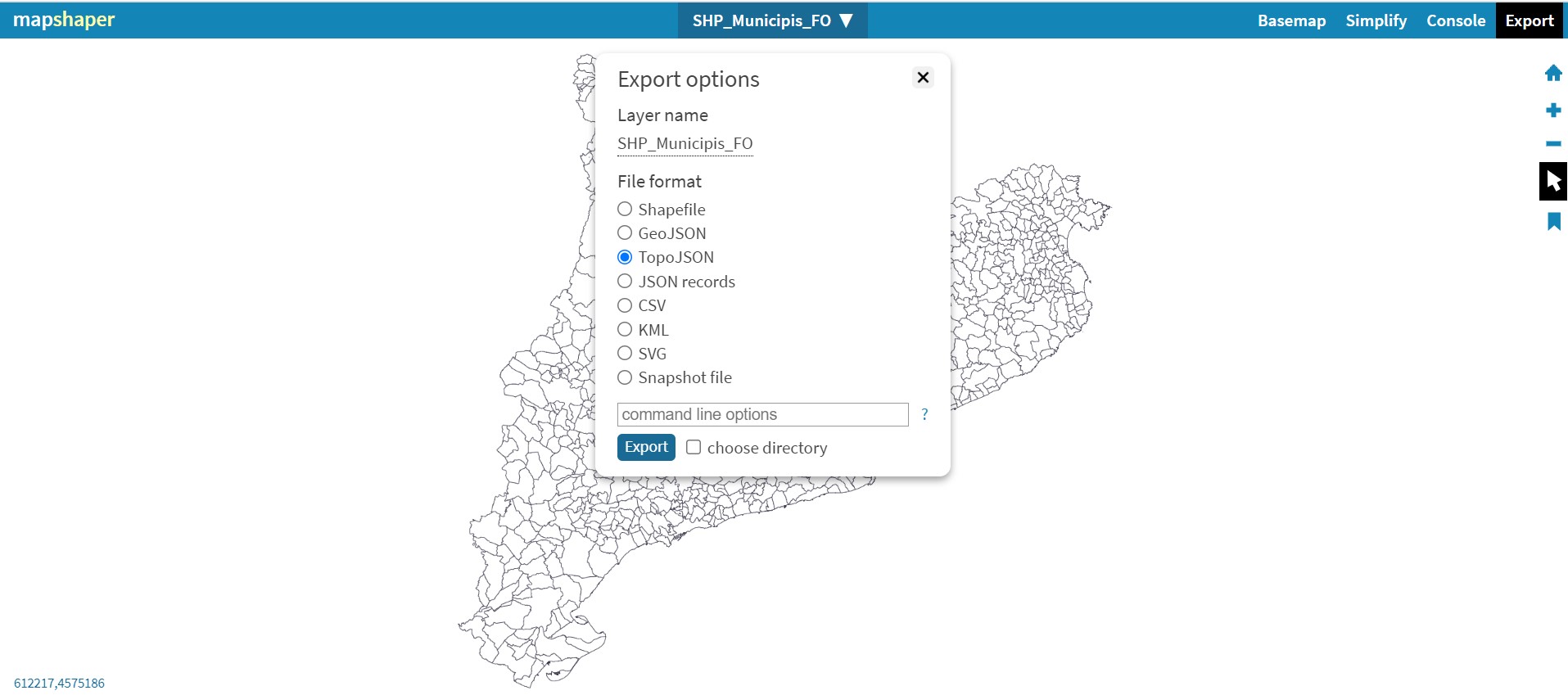 Export map as TopoJSON