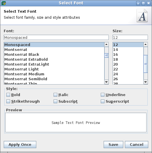 Select Font Dialog