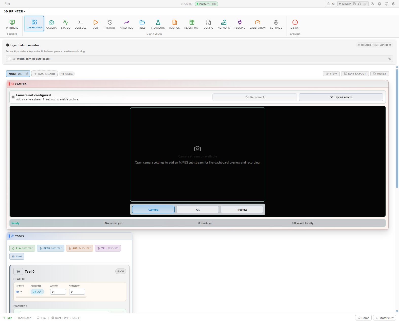 Cindr3D customized dashboard layout