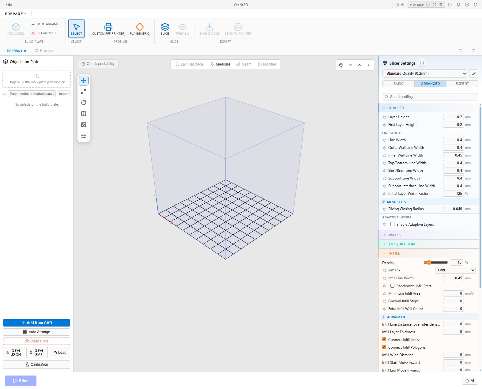 Cindr3D Prepare workspace