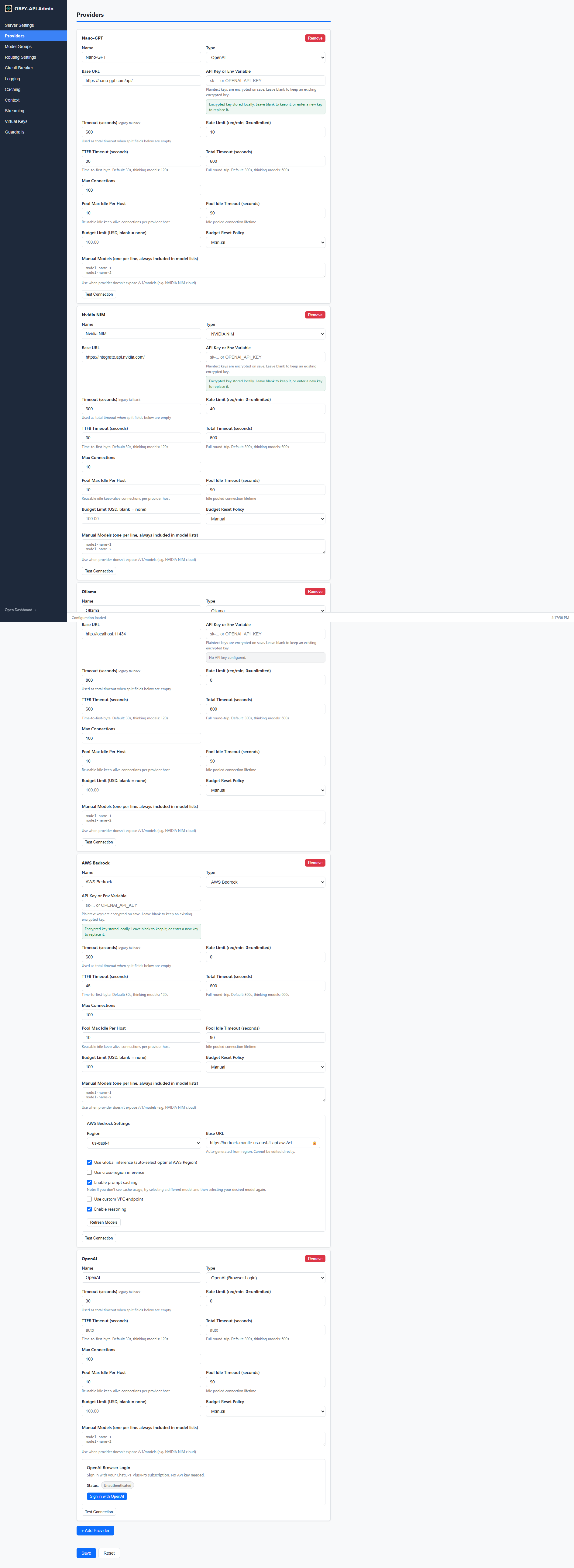 Admin Providers Tab