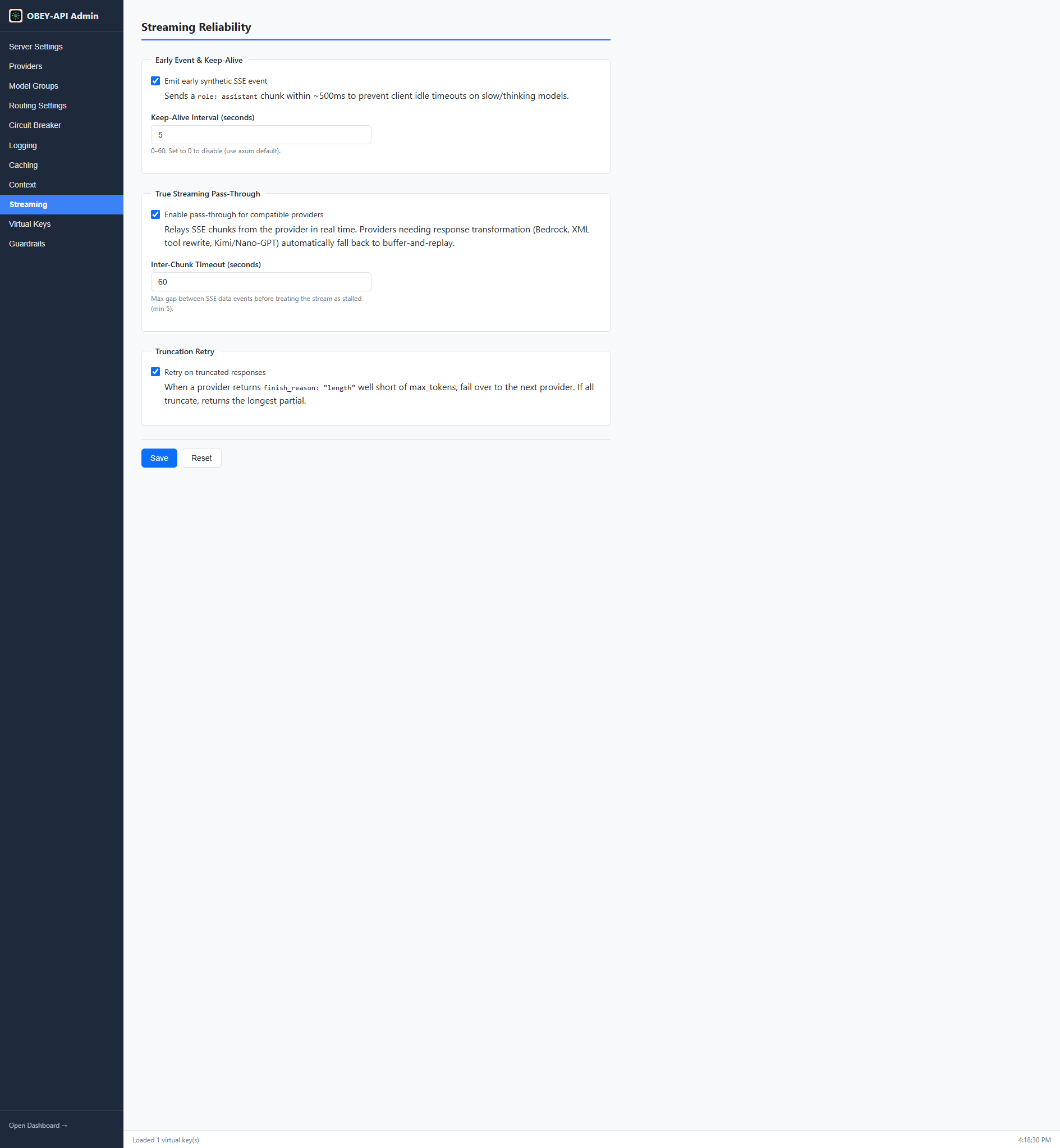 Streaming Settings