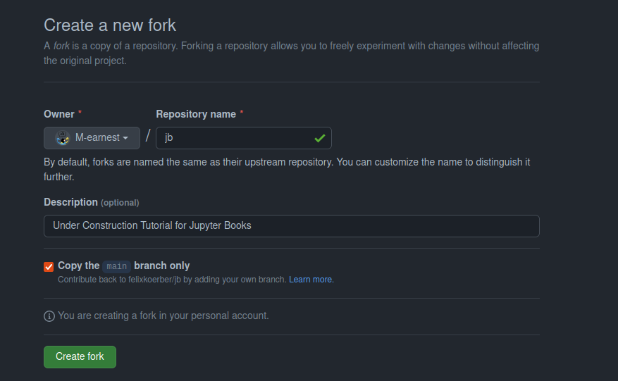 depicting positon an look of the fork button on a github repository