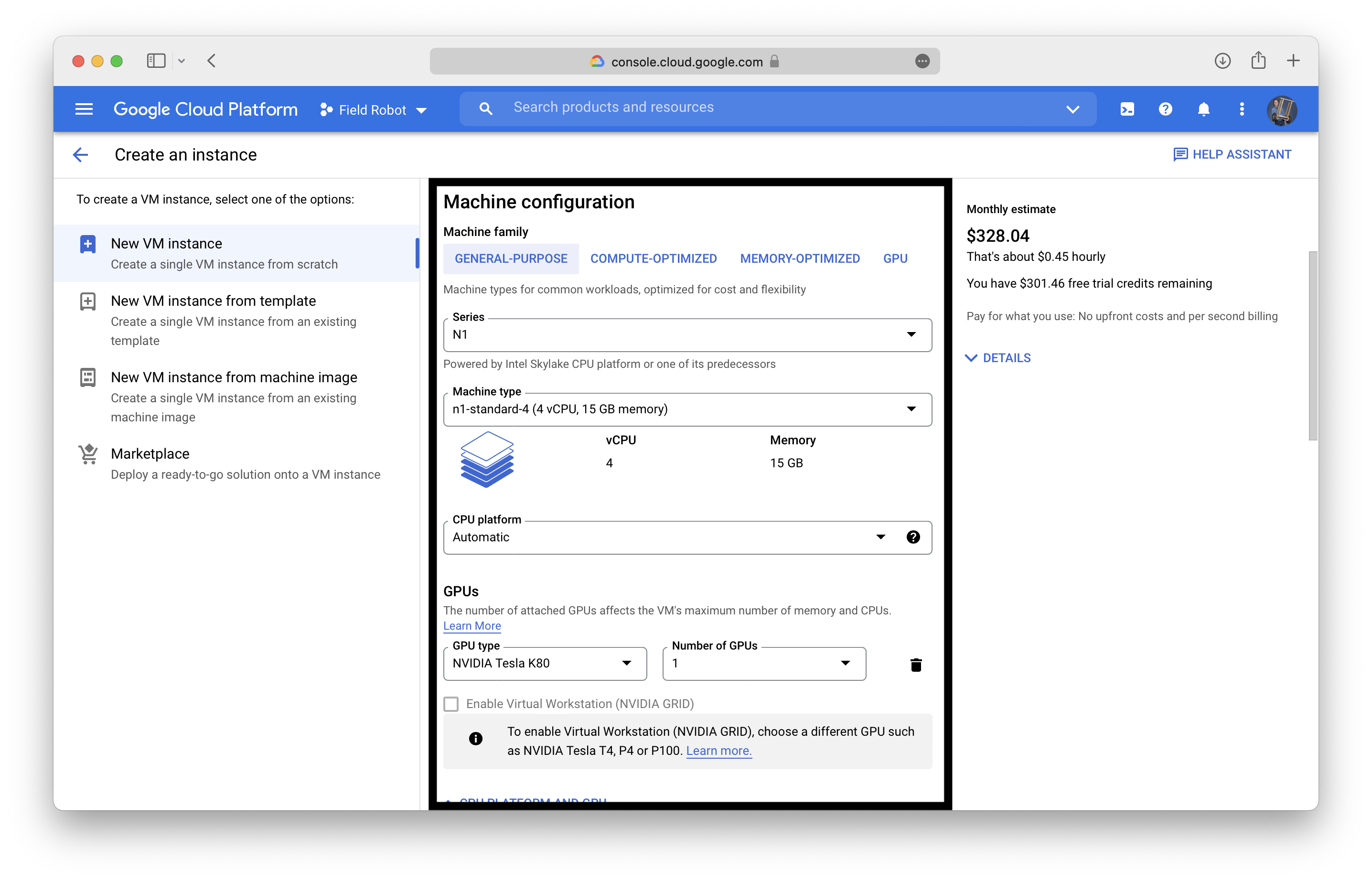 Google Cloud VM Instances