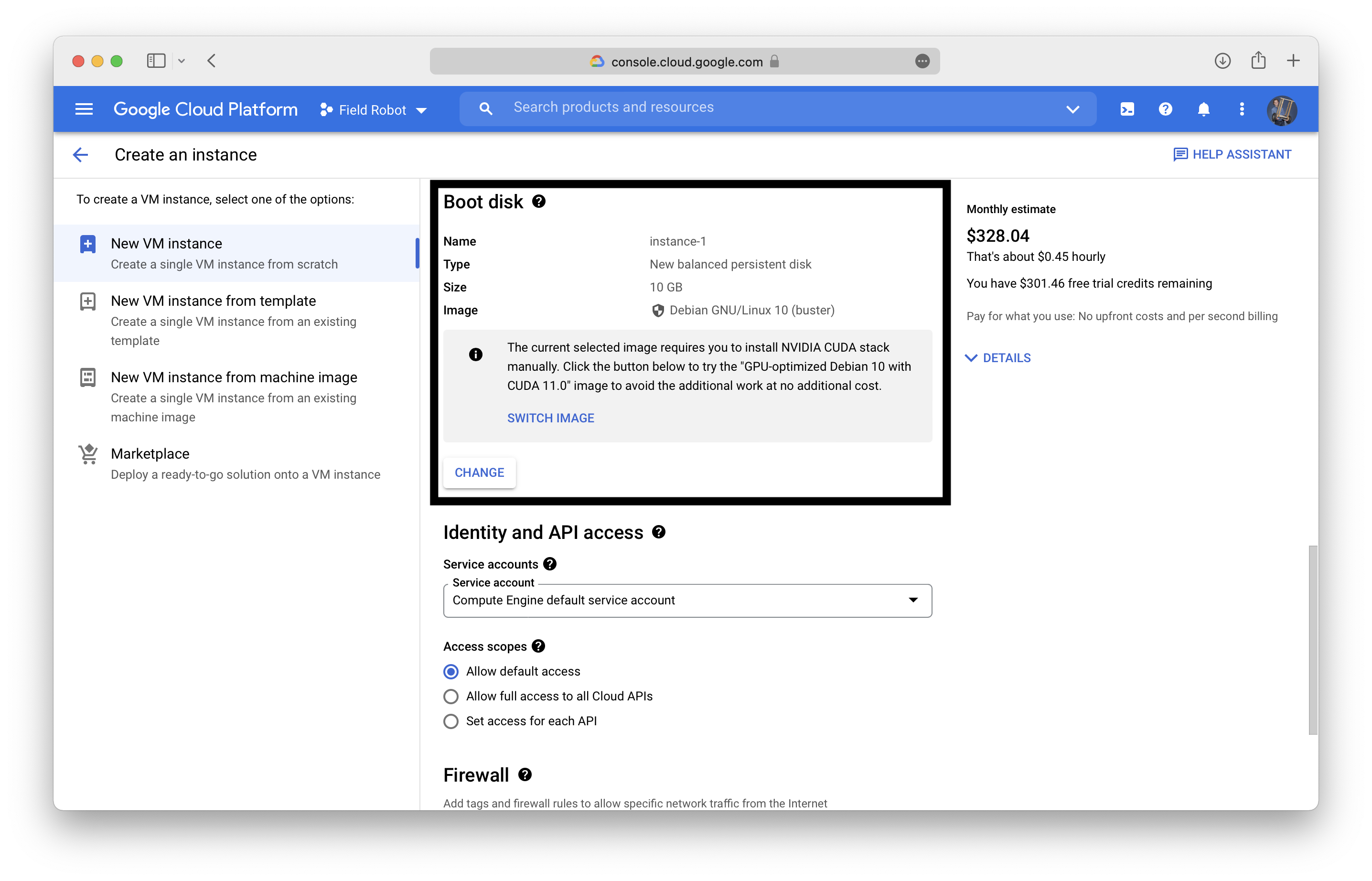 Google Cloud VM Boot Disk