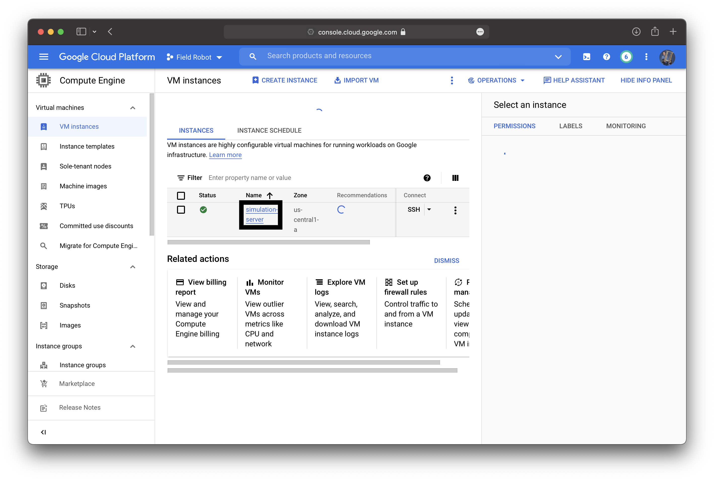 Google Cloud VM Name