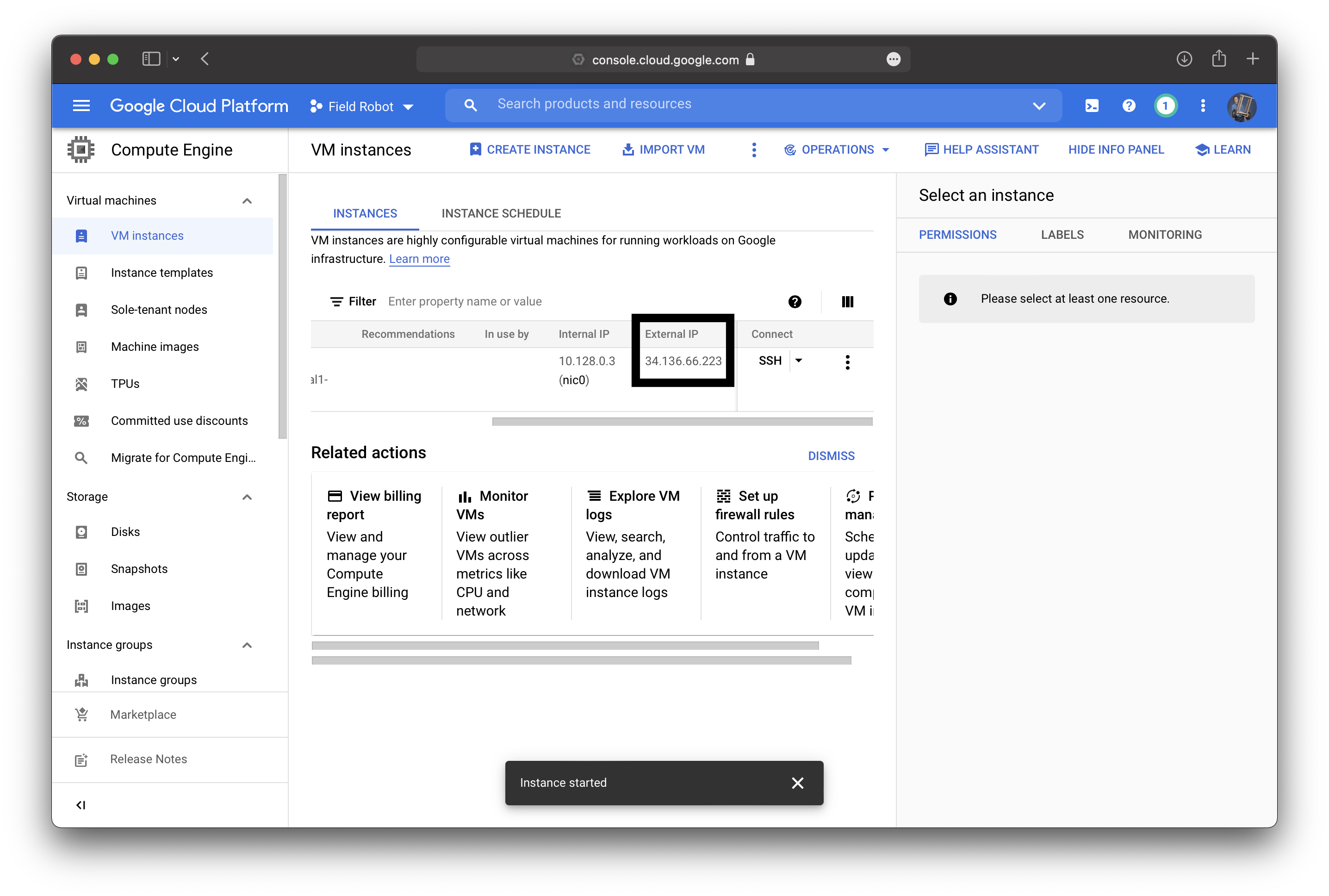 Google Cloud VM Public IP