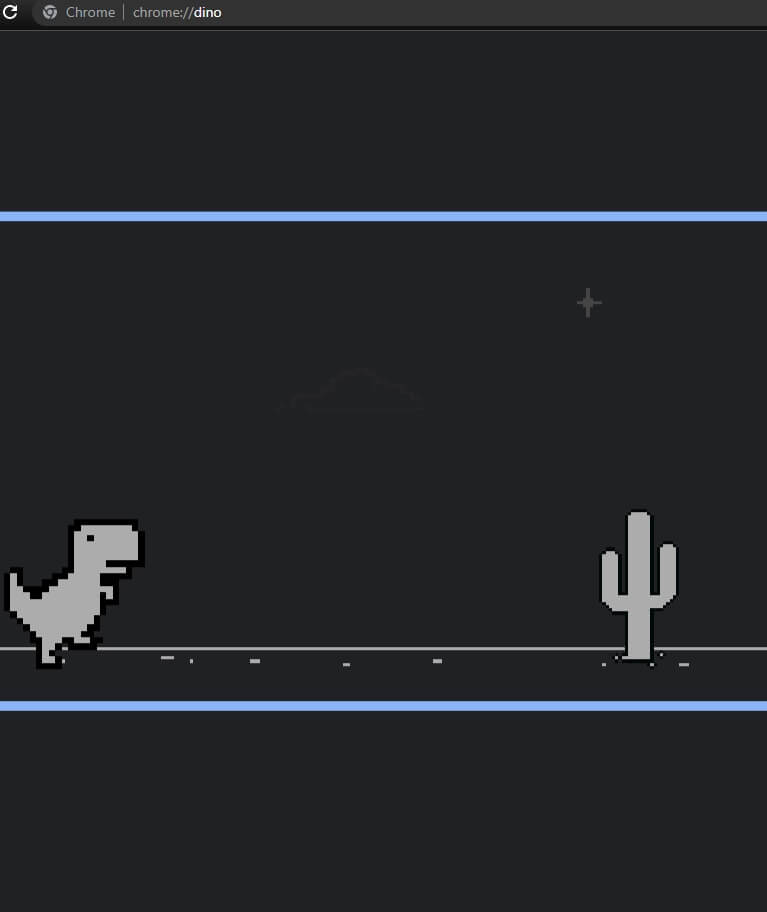 Screenshot del juego Dino de Google Chrome
