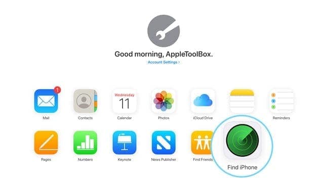Página para encontrar dispositivo Apple y para marcarlo como robado o perdido