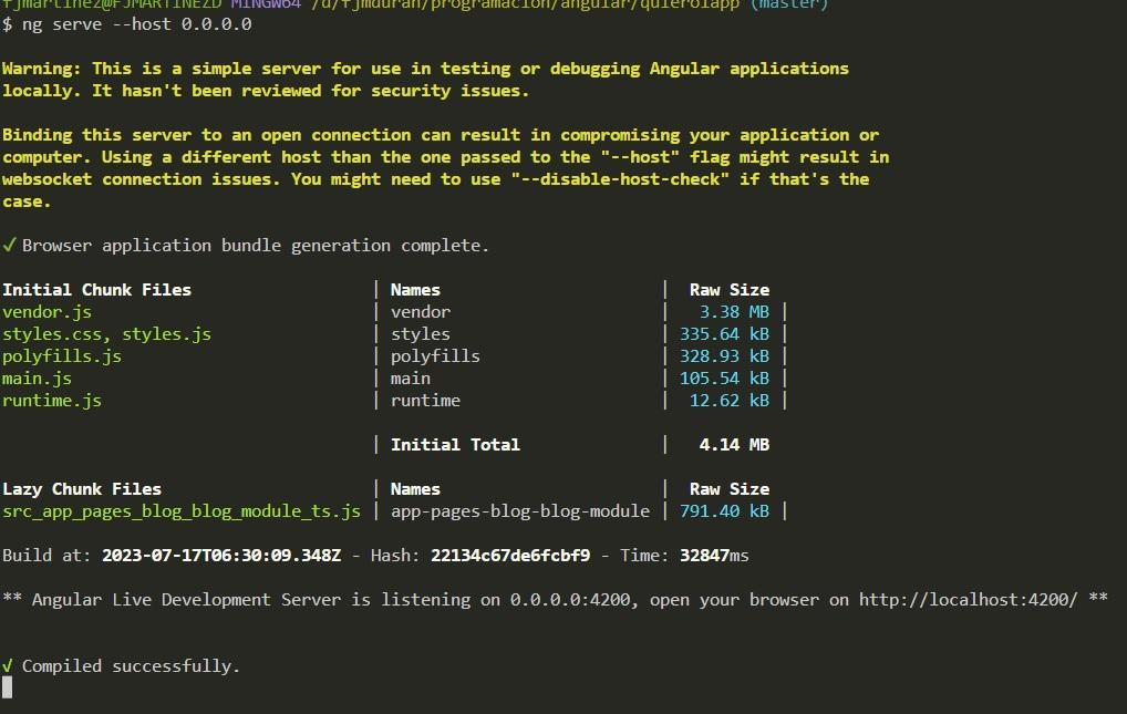 Exponiendo servidor de desarrollo Angular