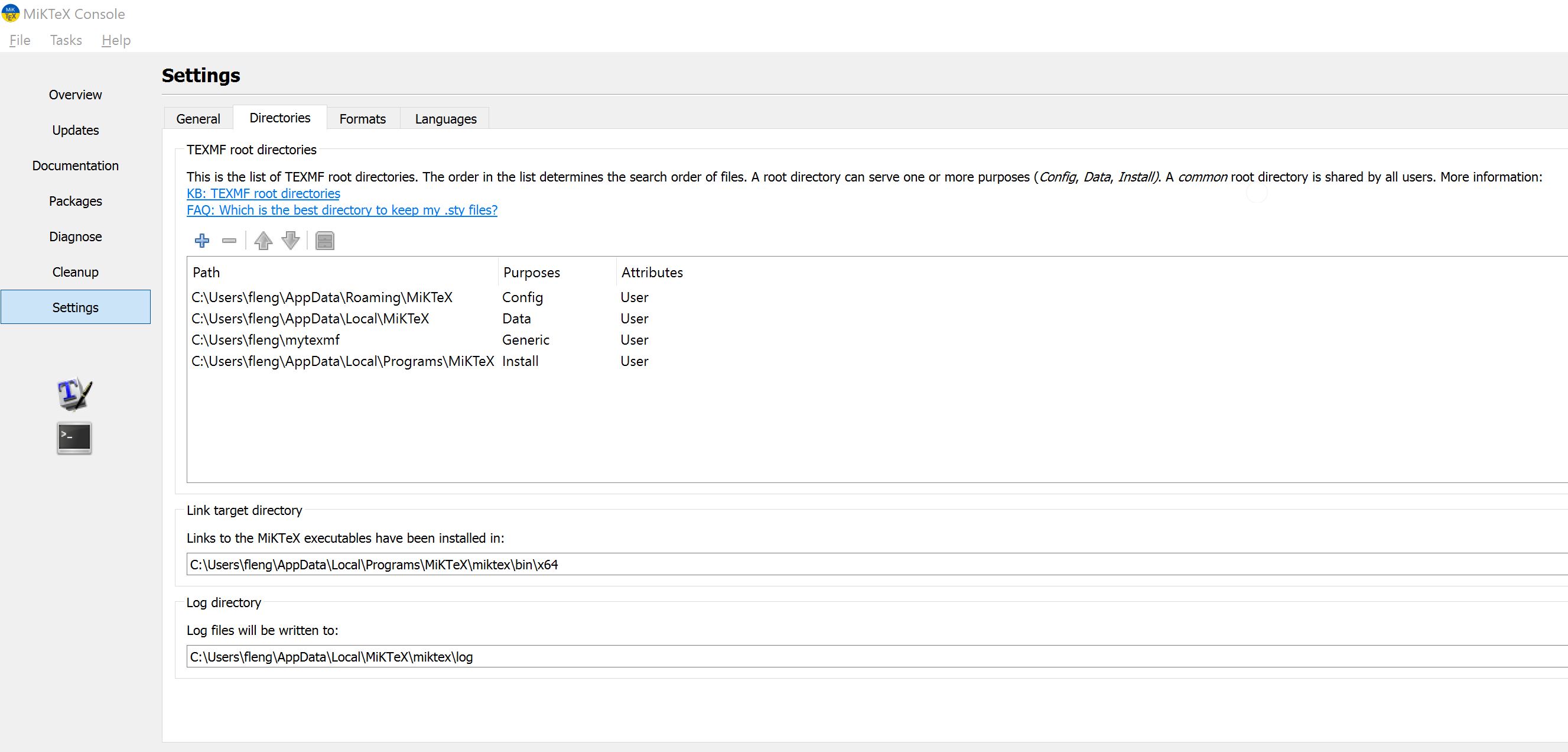 MiKTeX TEXMF root directories