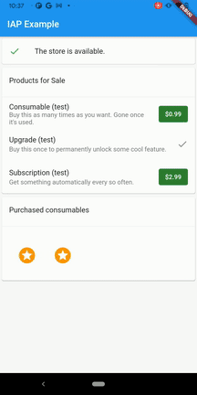 An animated image of the Android in-app purchase UI