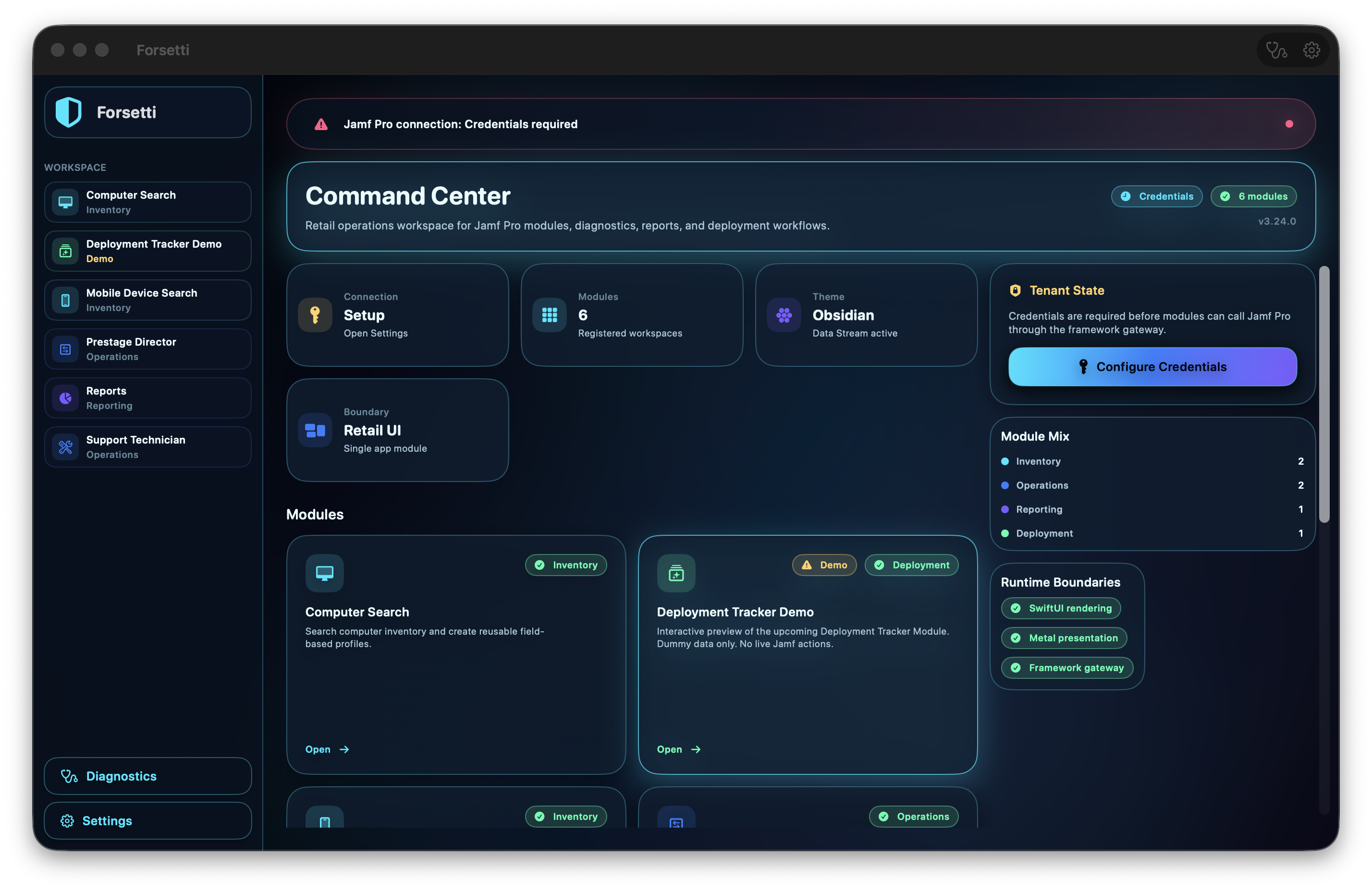 Forsetti command center