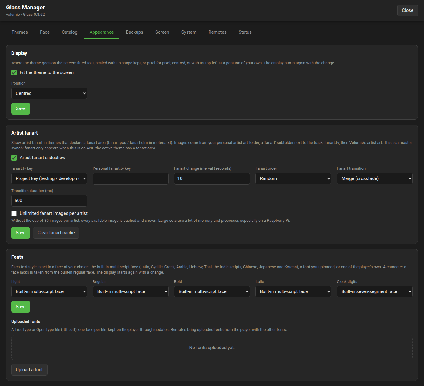 The Appearance tab