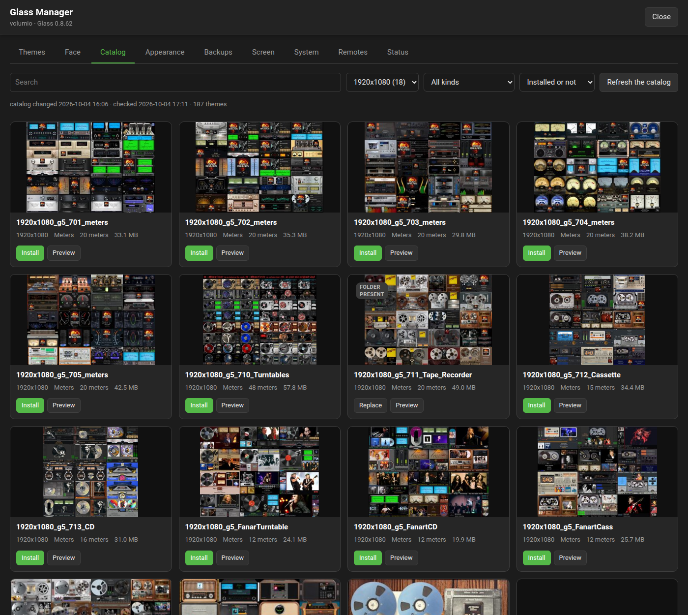 The Catalog tab