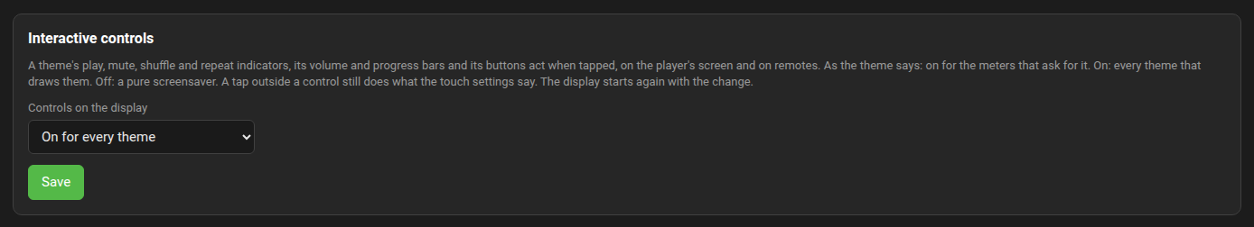 The Interactive controls panel on the Manager's System tab