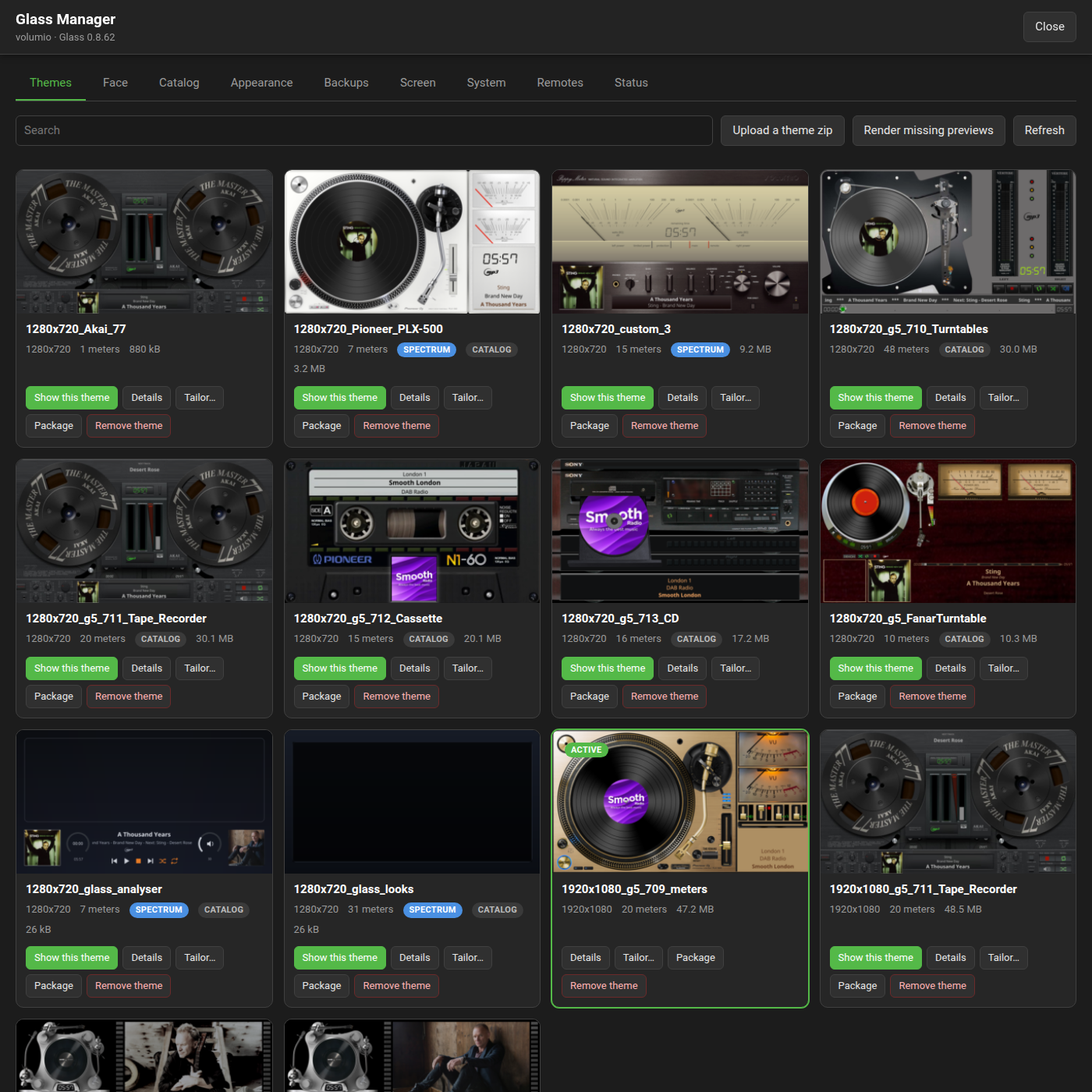 The Themes tab